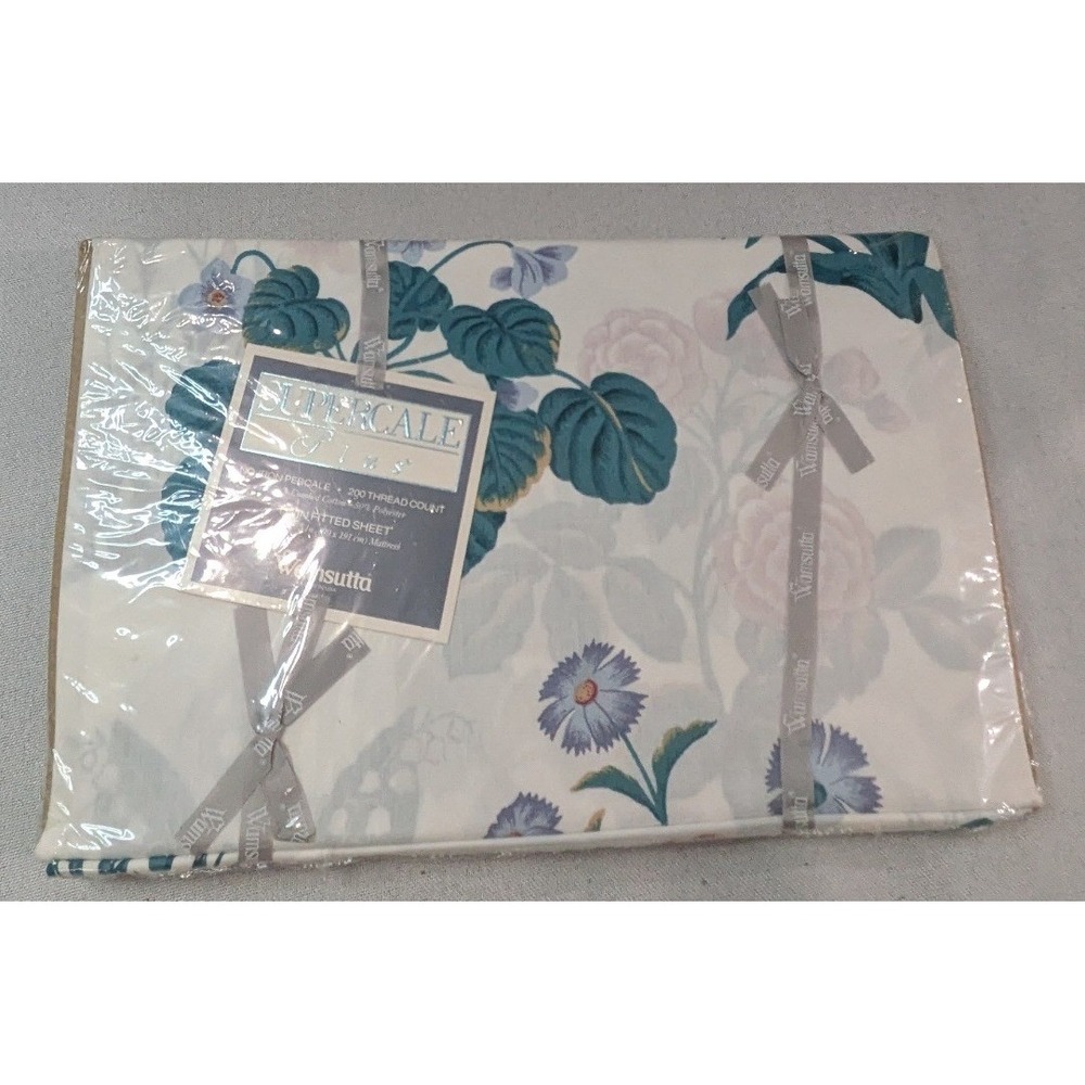 Wamsutta Fitted Sheet Twin White Floral New Supercale Plus 200TC Vintage USA